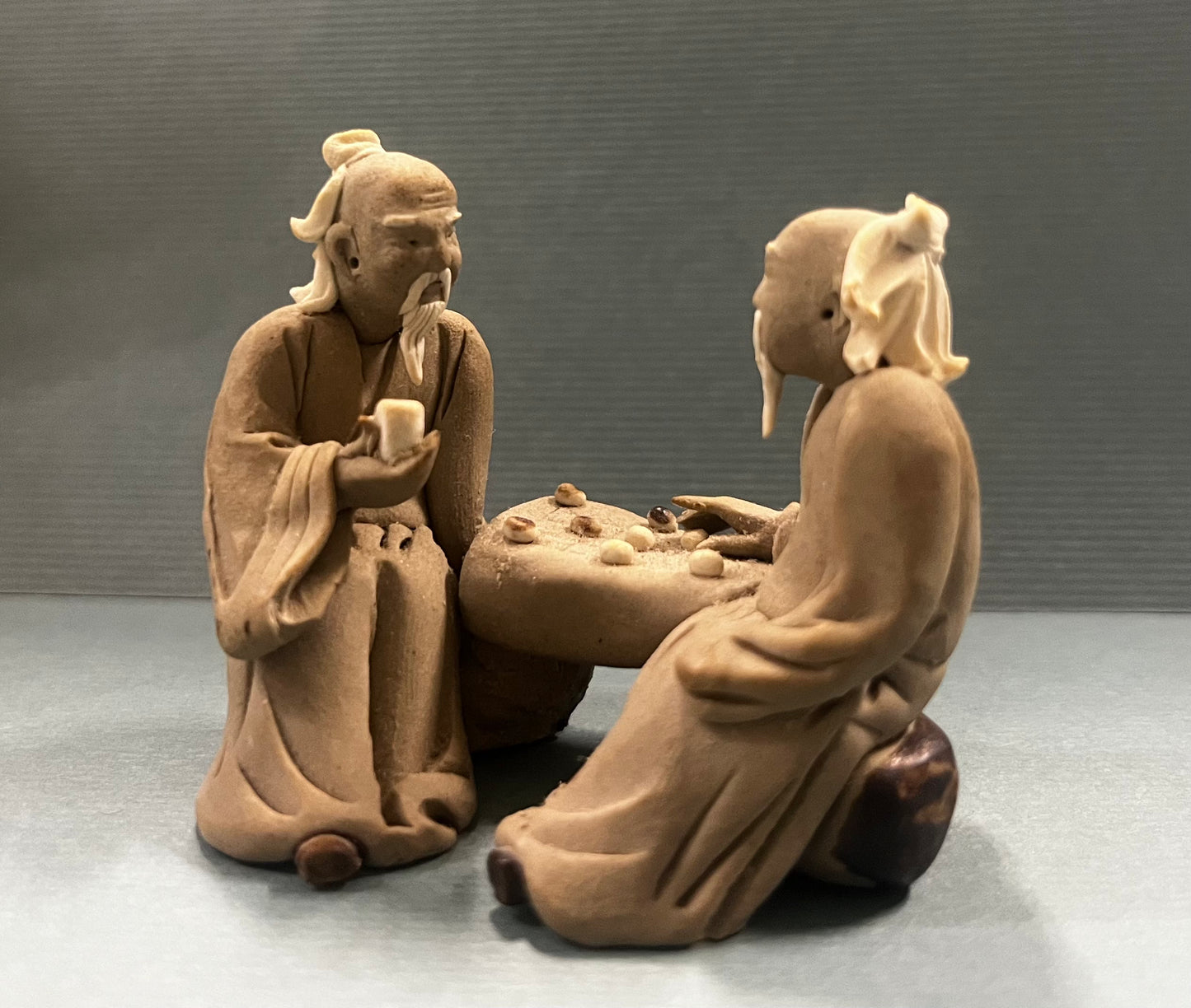 Chinese Shiwan Mudmen Playing Game - Decorative Figurines for Bonsai Tree