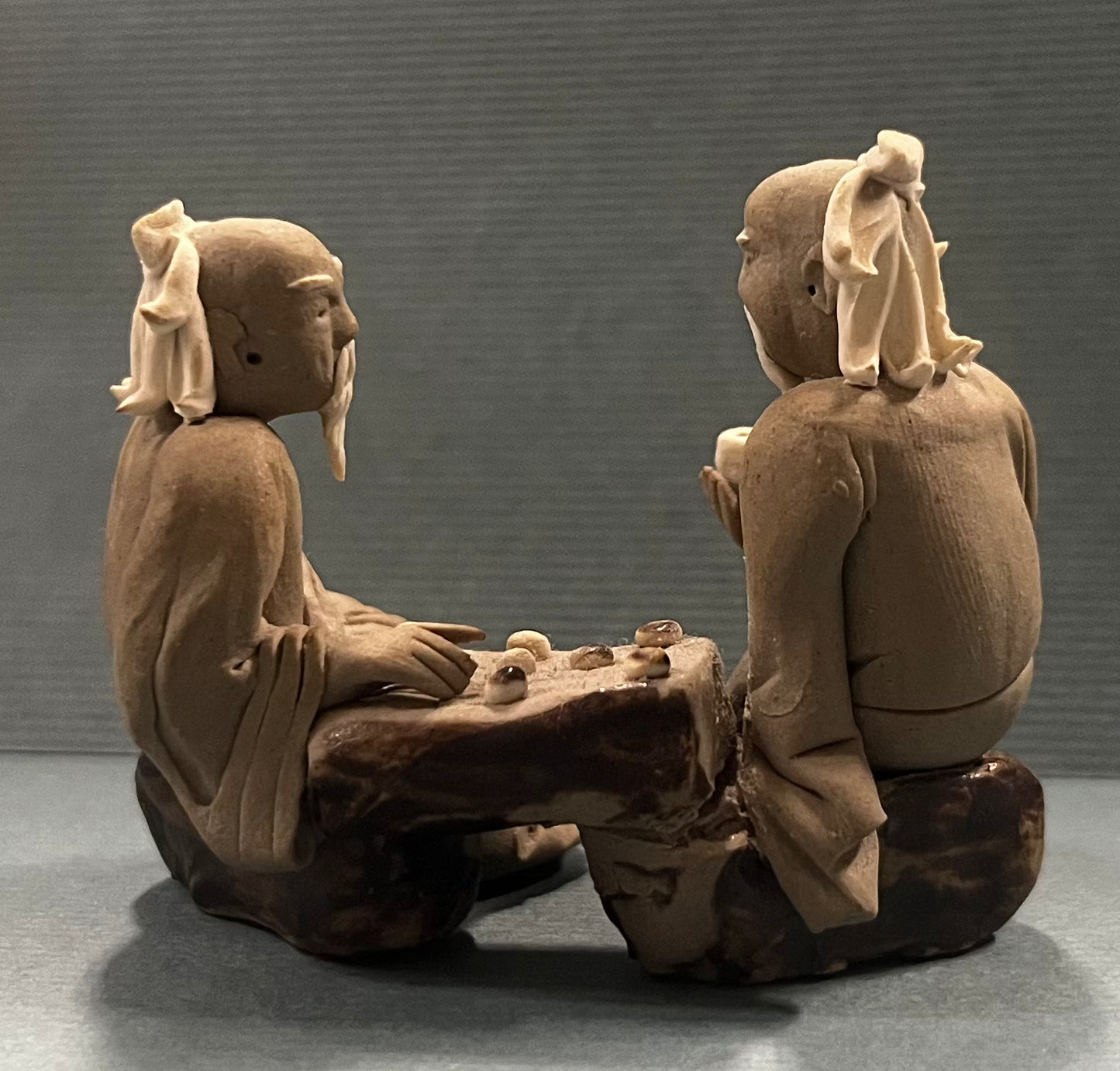 Chinese Shiwan Mudmen Playing Game - Decorative Figurines for Bonsai Tree