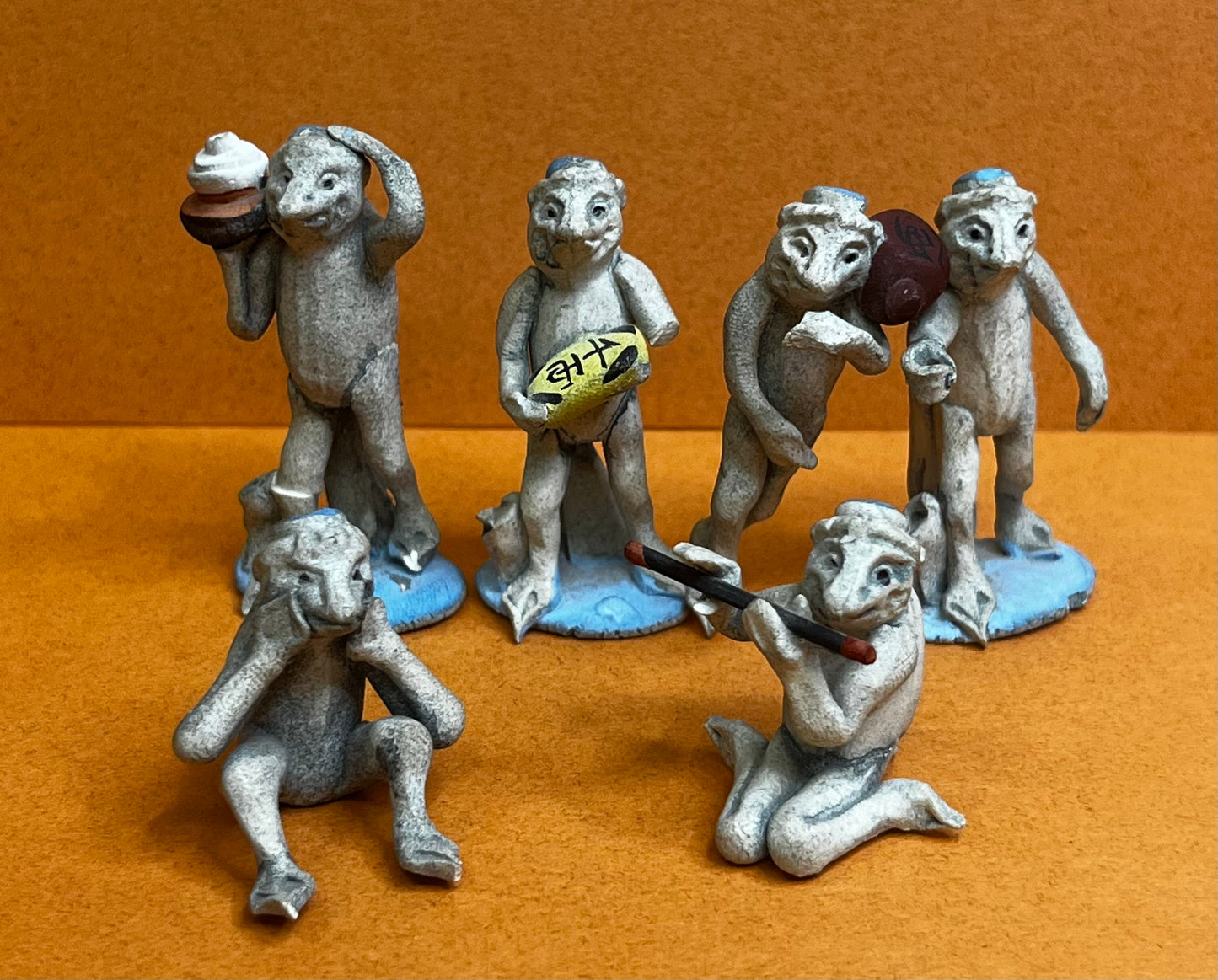 Miniature Japanese Kappa Figurines - Japanese Folklore Figurines - Sold as Set of 6
