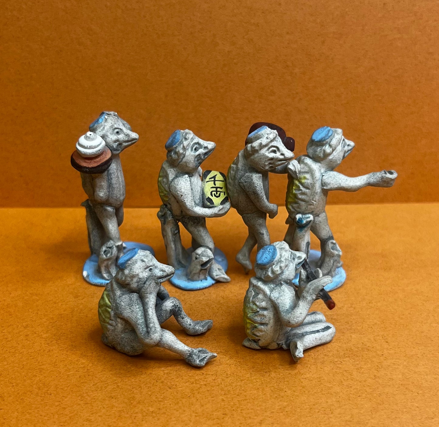 Miniature Japanese Kappa Figurines - Japanese Folklore Figurines - Sold as Set of 6