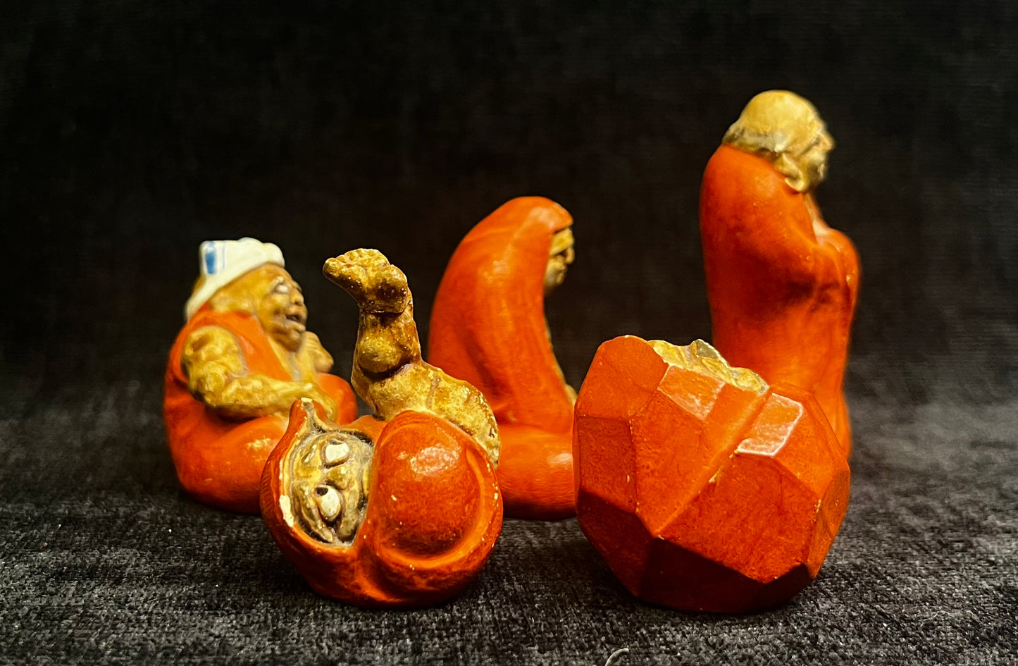 Miniature Japanese Buddhist Daruma Dolls - Traditional Buddhist Ceramic Dolls - Sold as Set of 5