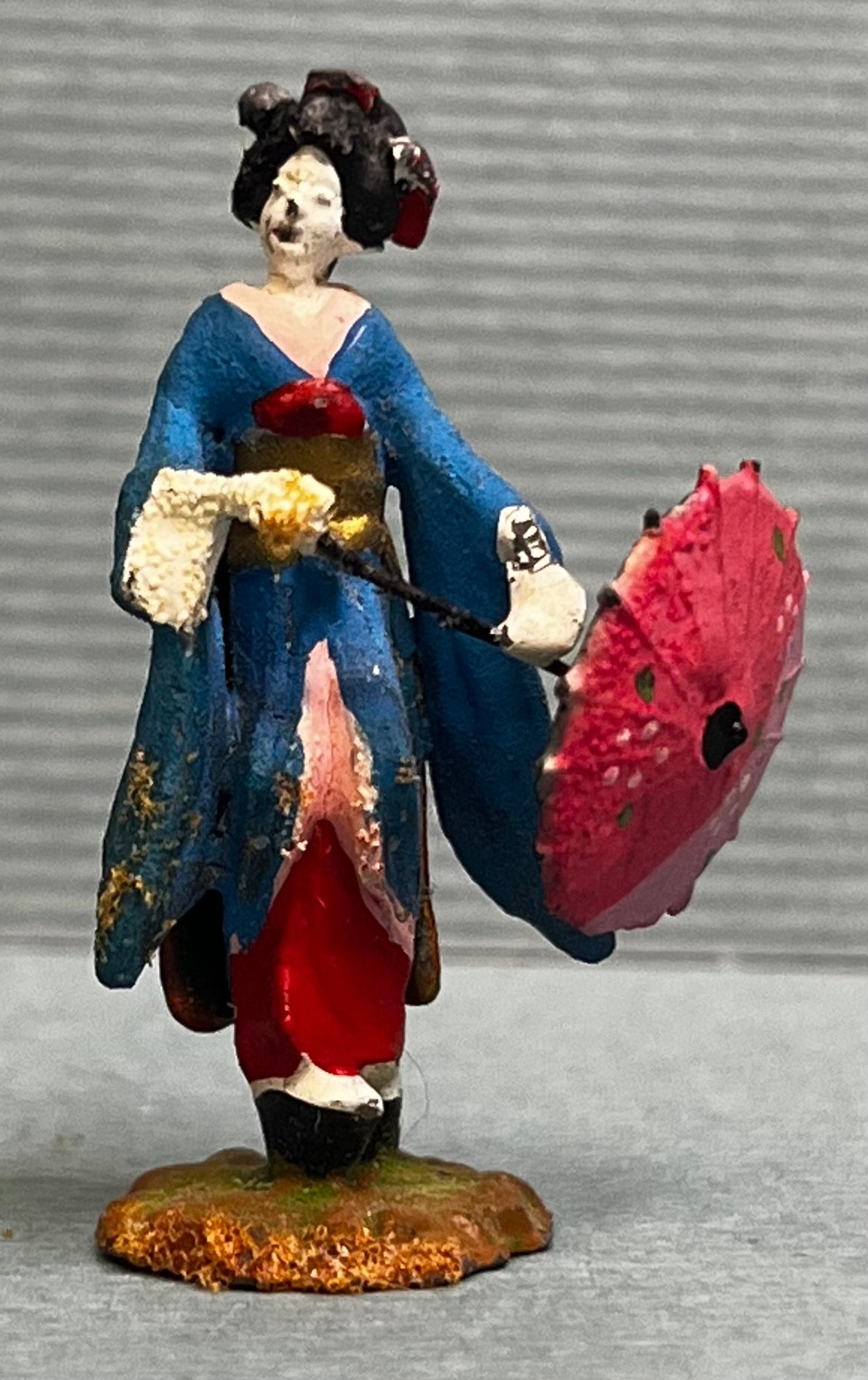 Miniature Japanese Metal Figurines - Sold as Set of 8