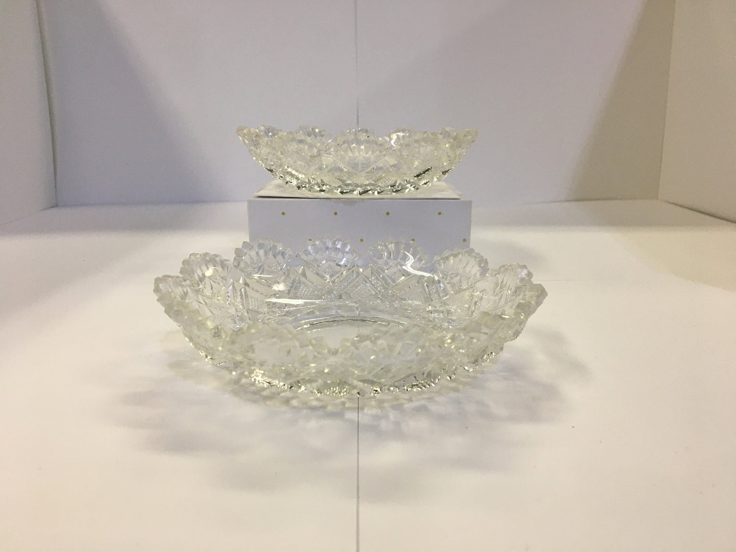 Pressed Glass Crystal Bowl - Snowflake Pattern 5.5 inch - Vintage