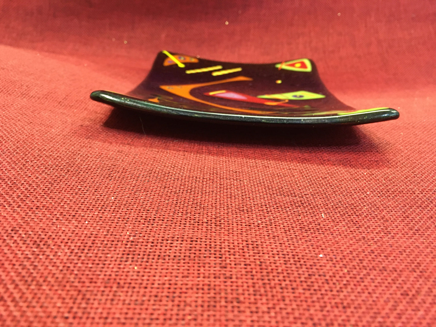 Fused Murano Glass Plate Handmade Mid Century Geometric - Vintage