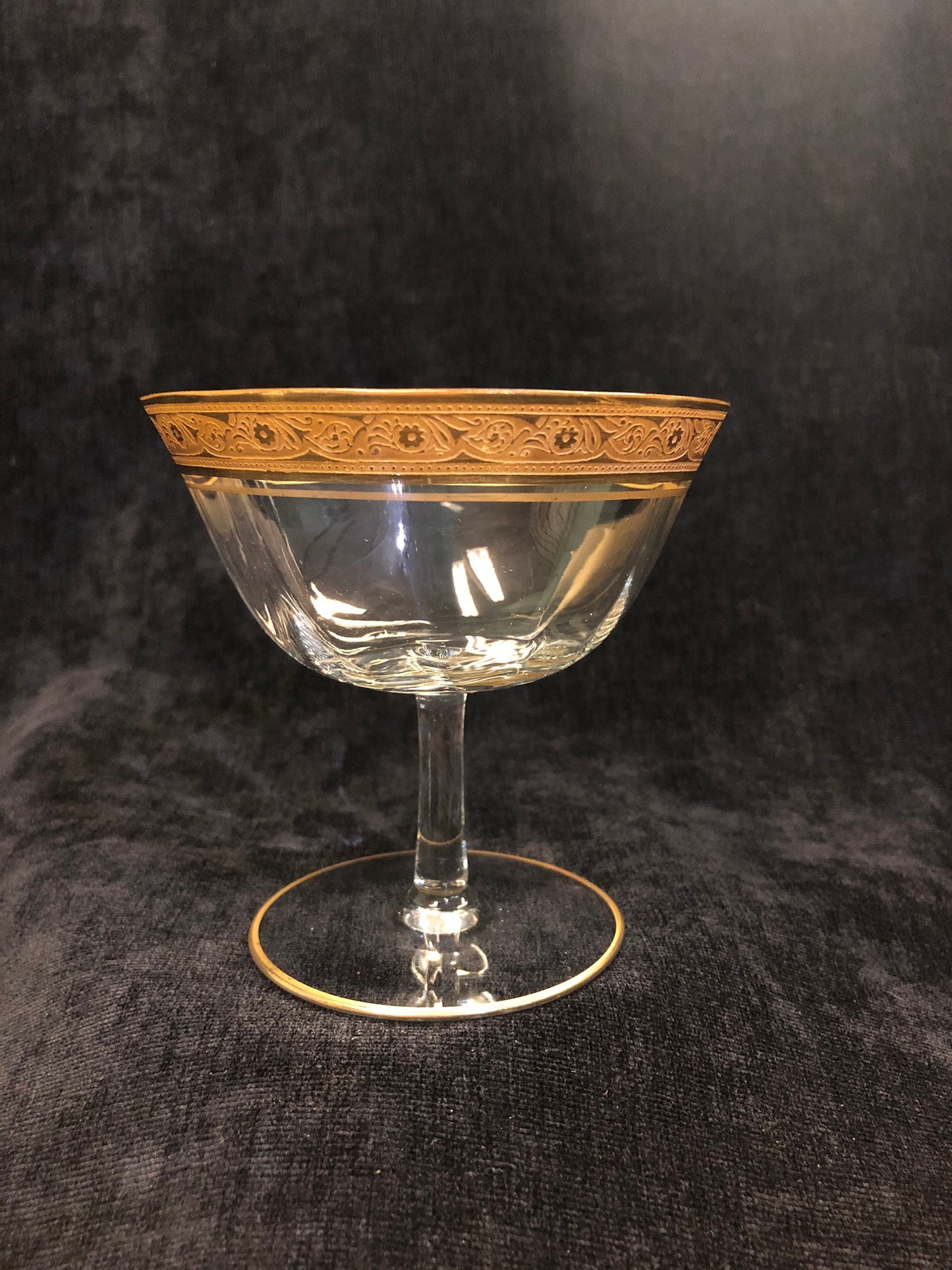 Low Sherbert Tiffin-Franciscan Minton Clear Glasses - Vintage 1930s