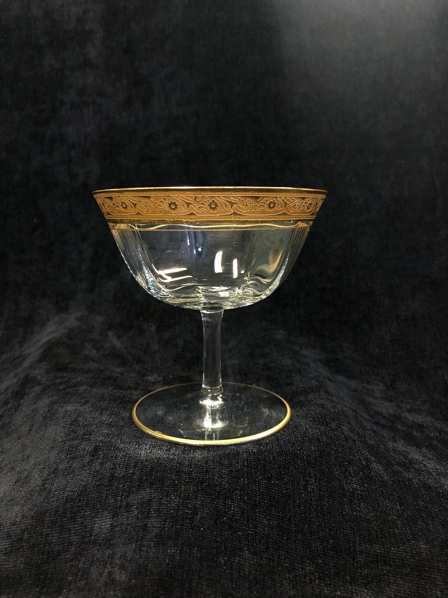 Low Sherbert Tiffin-Franciscan Minton Clear Glasses - Vintage 1930s