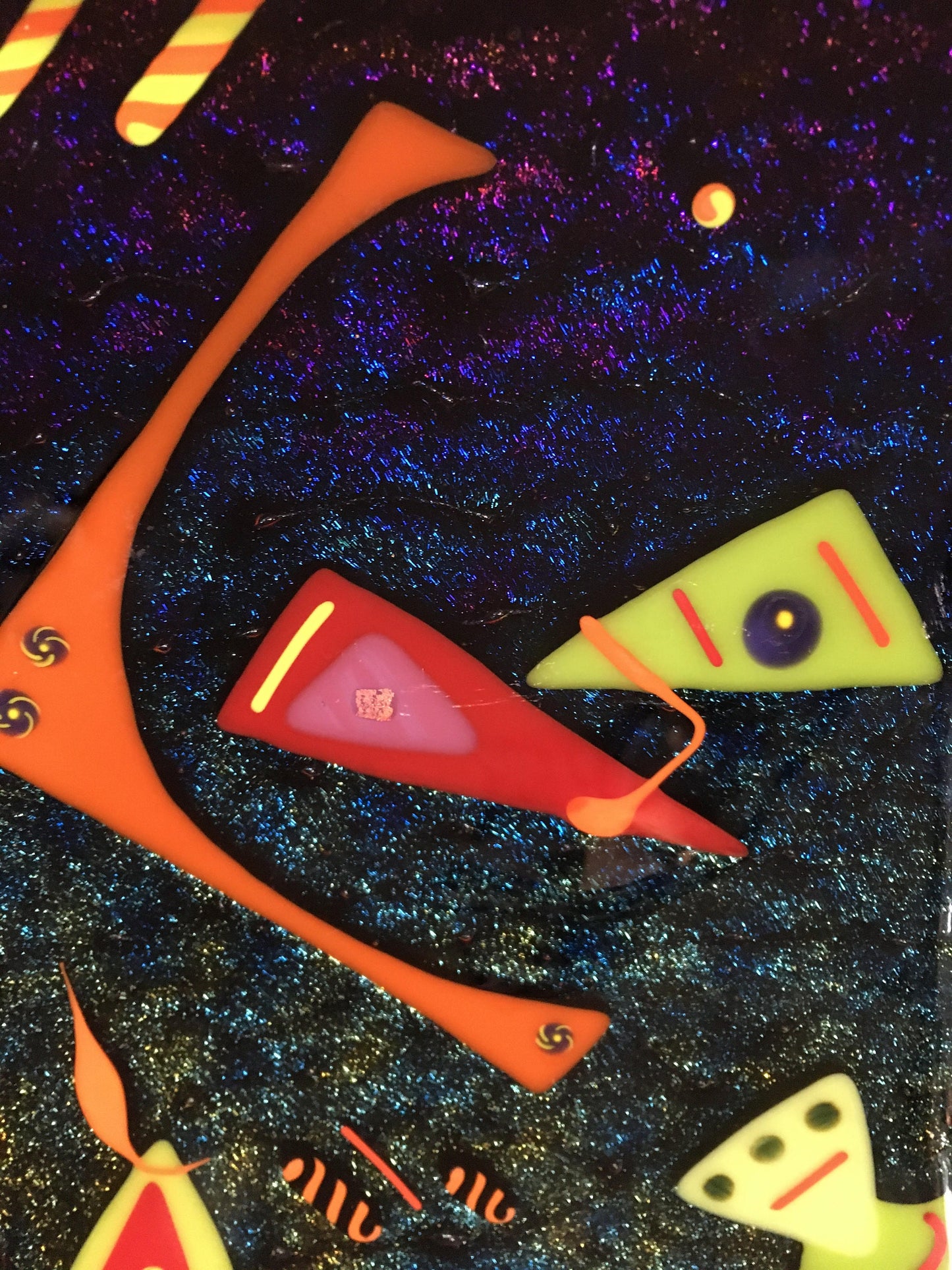 Fused Murano Glass Plate Handmade Mid Century Geometric - Vintage