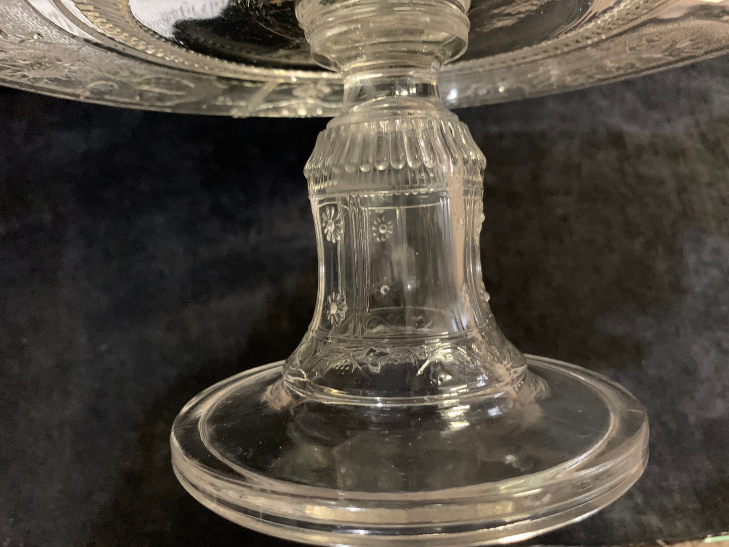Sunflower Pressed Glass Pedestal Cake Stand - Antique, Pre 1920's