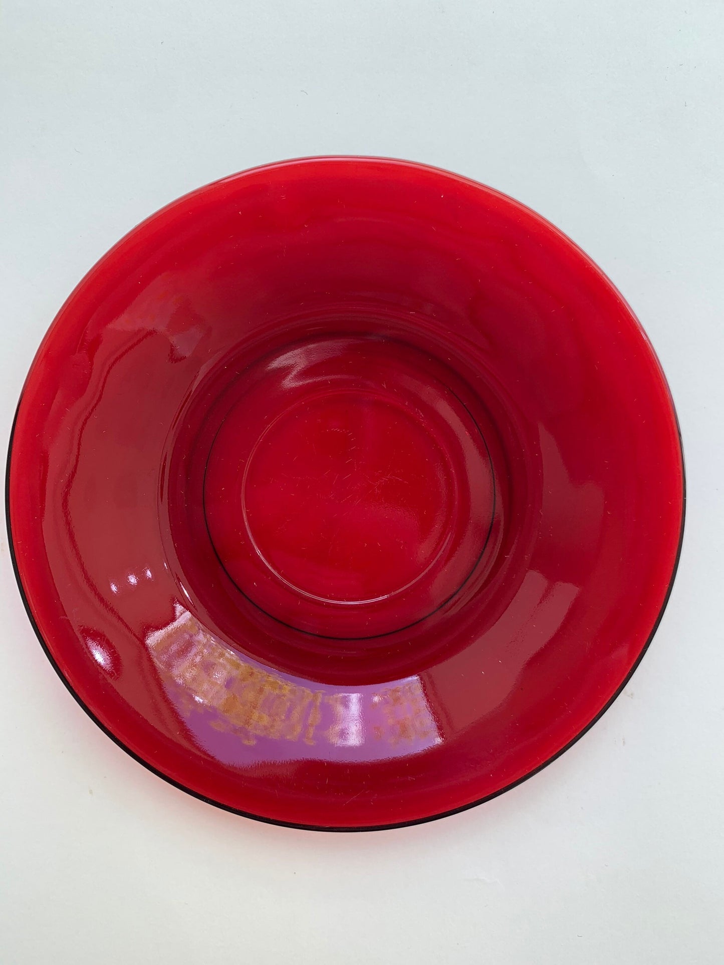 Pressed Ruby Glass Cup and Saucer Set - Vintage