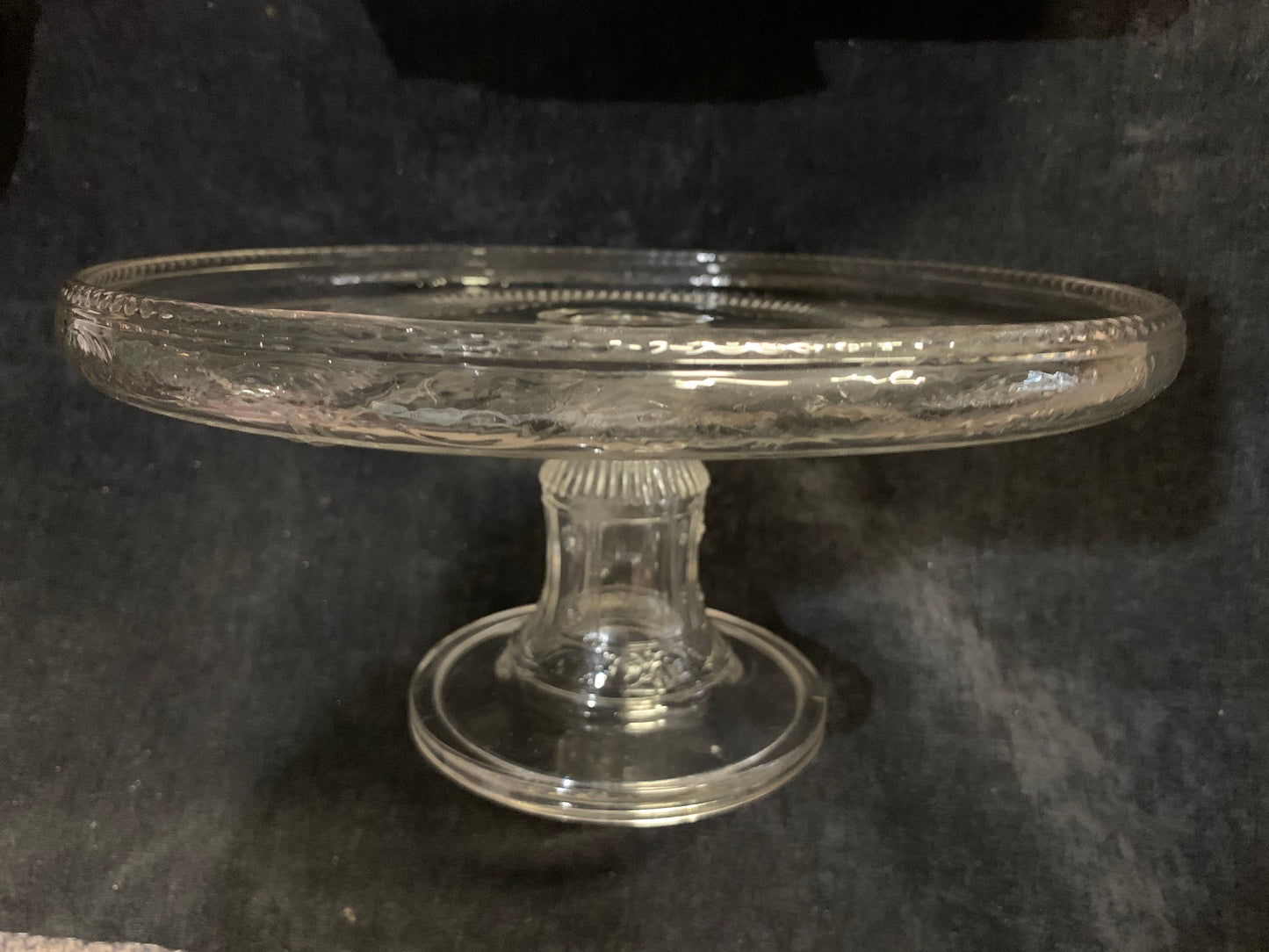 Sunflower Pressed Glass Pedestal Cake Stand - Antique, Pre 1920's