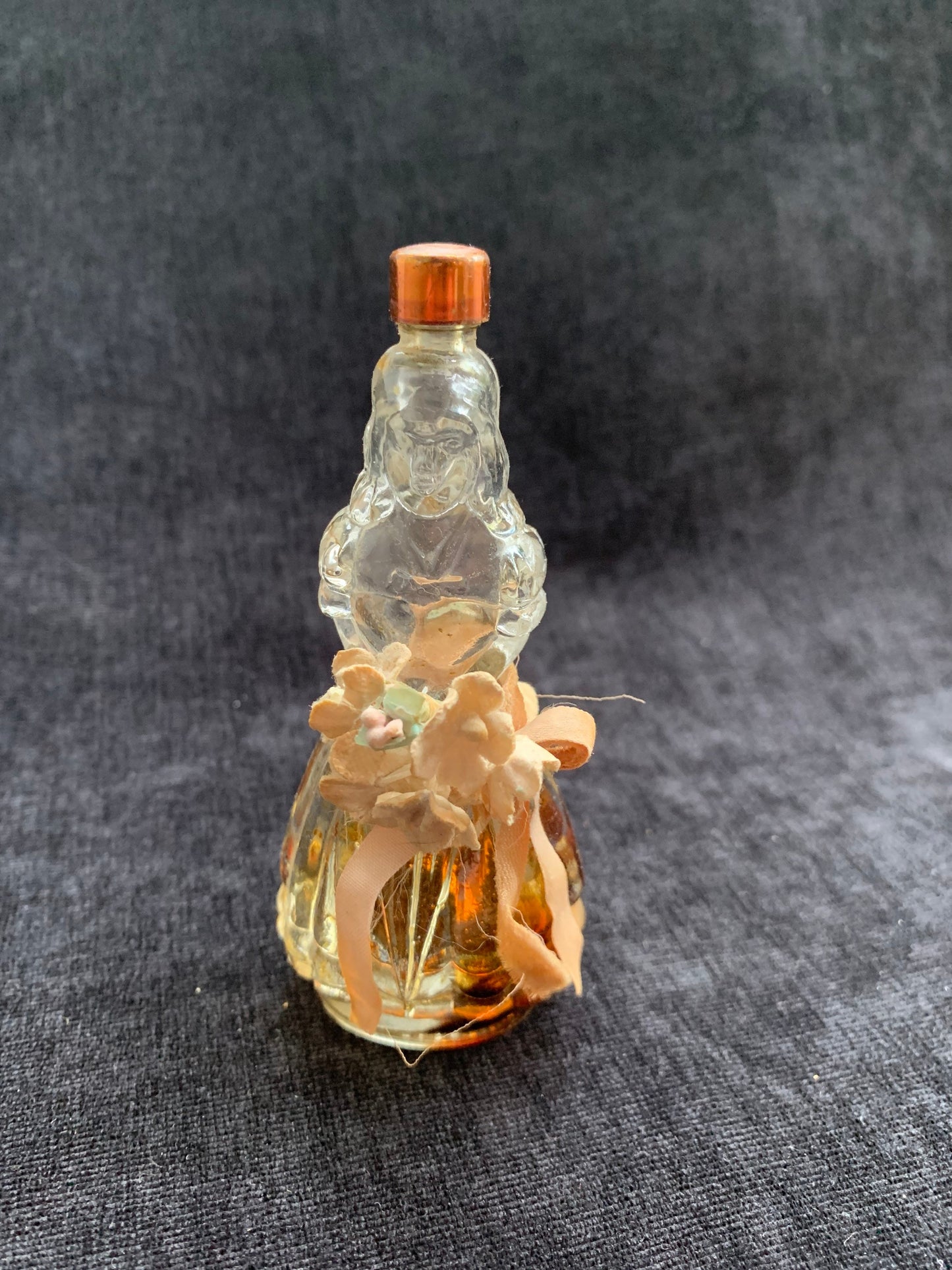 Babs Creations Inc, Yesteryear Perfume Bottle Girl holding Parasol with Flower Ribbon, Vintage