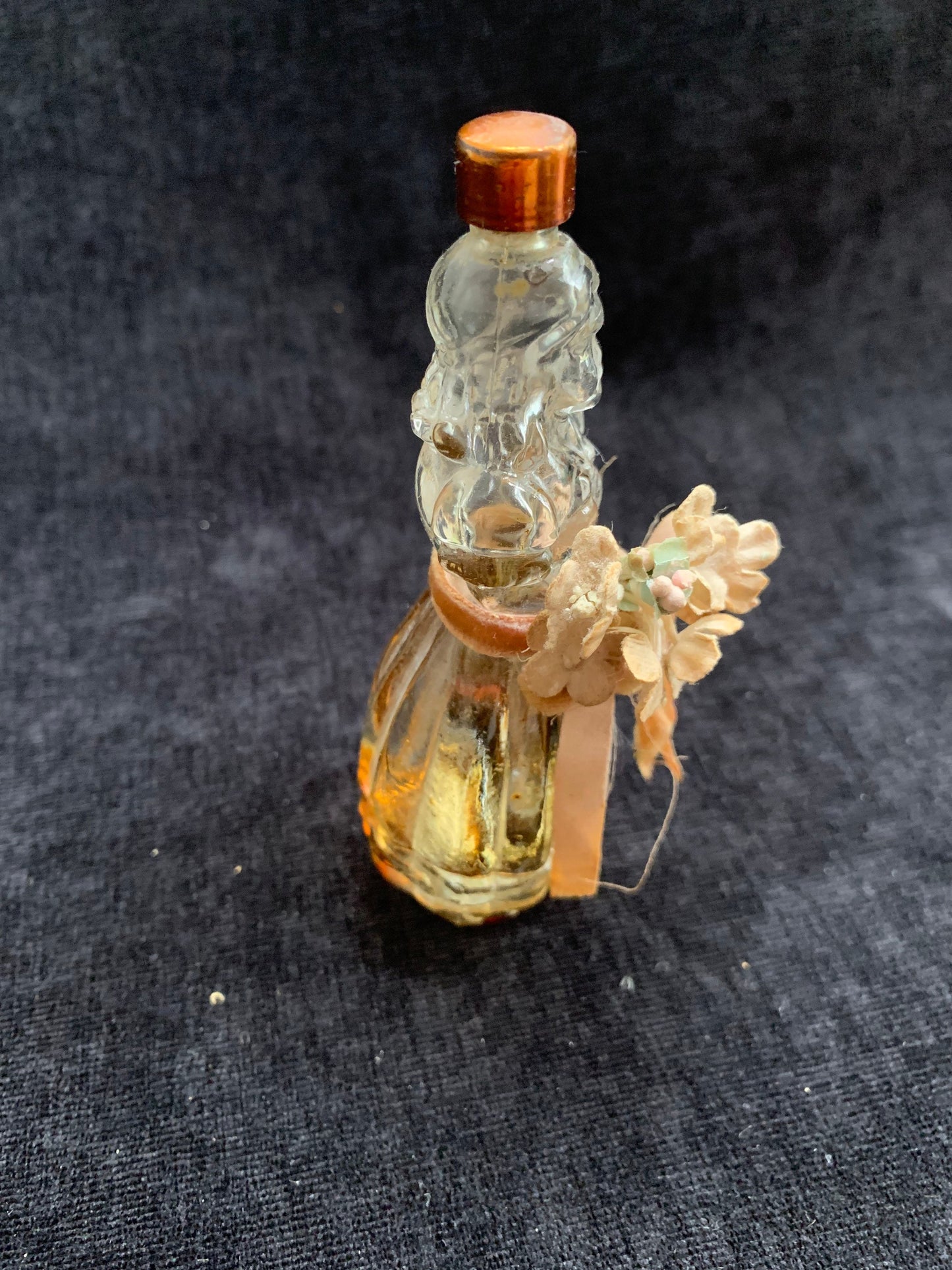 Babs Creations Inc, Yesteryear Perfume Bottle Girl holding Parasol with Flower Ribbon, Vintage