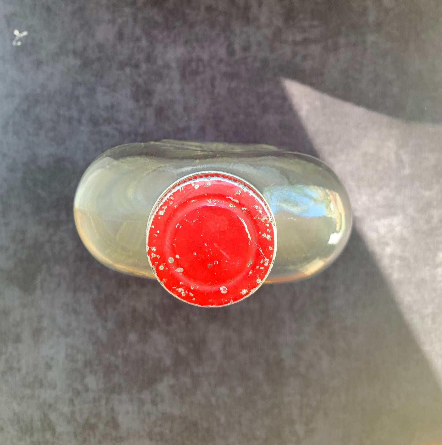 Hazel Atlas Criss Cross Clear Refrigerator Bottle with Red Screw Lid