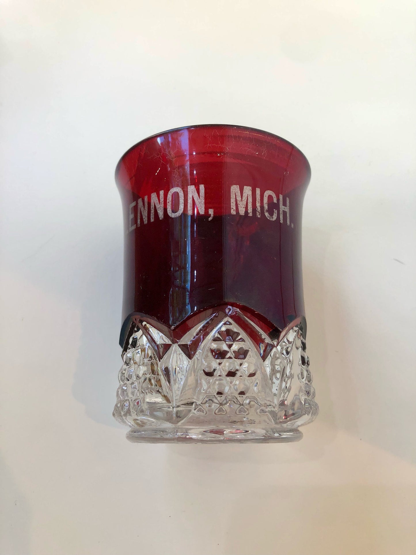 Lennon, Michigan Souvenir Ruby Red Stained Glass Tumbler