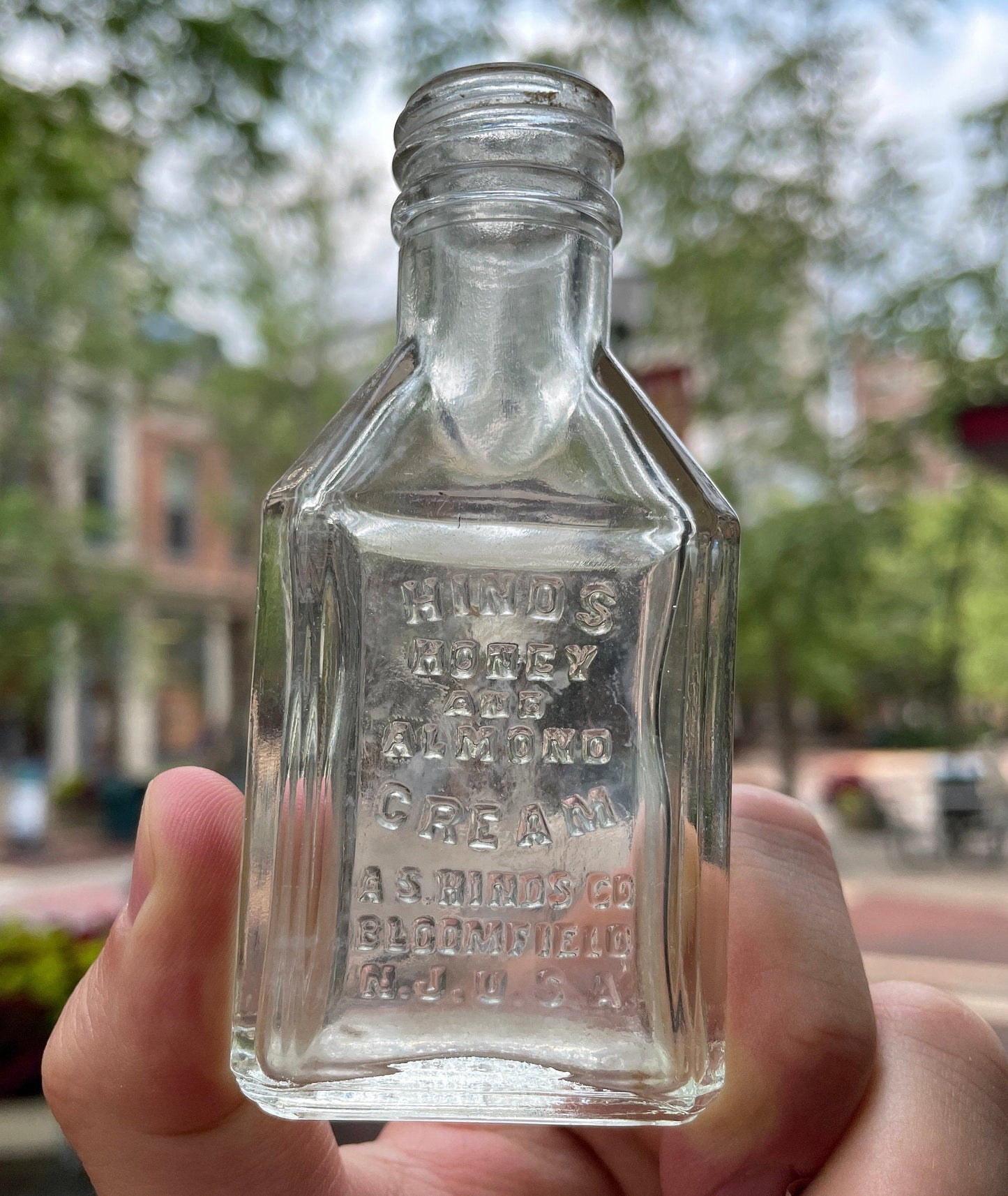 Bloomfield, New Jersey - Hinds Honey and Almond Cream Bottle Vintage 1920s