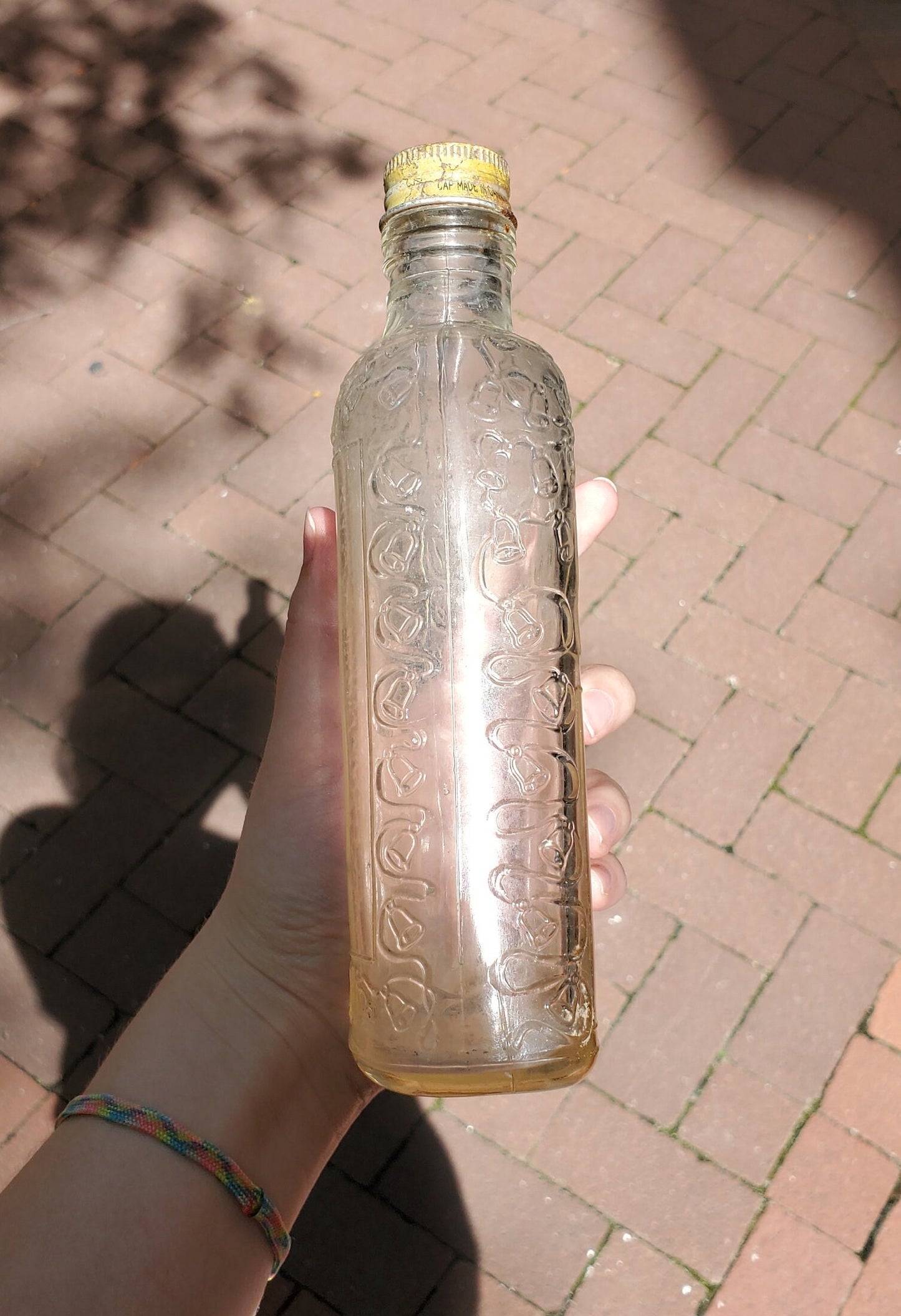 Carnival Glass Golding Wedding, 1940s Whiskey Bottle with Lid