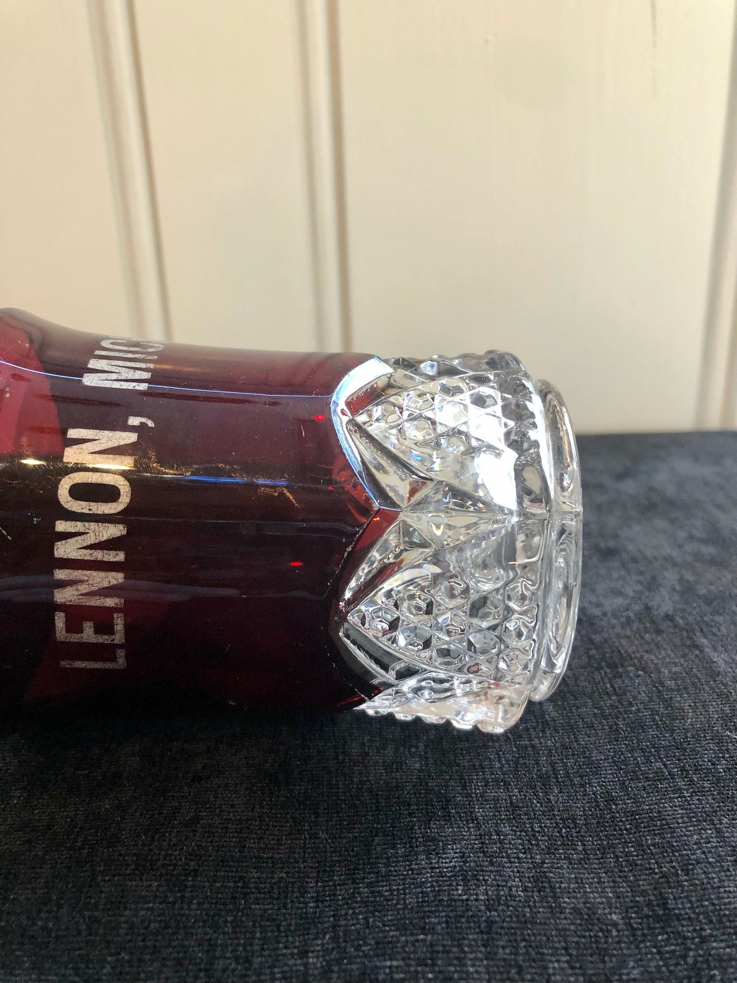 Lennon, Michigan Souvenir Ruby Red Stained Glass Tumbler