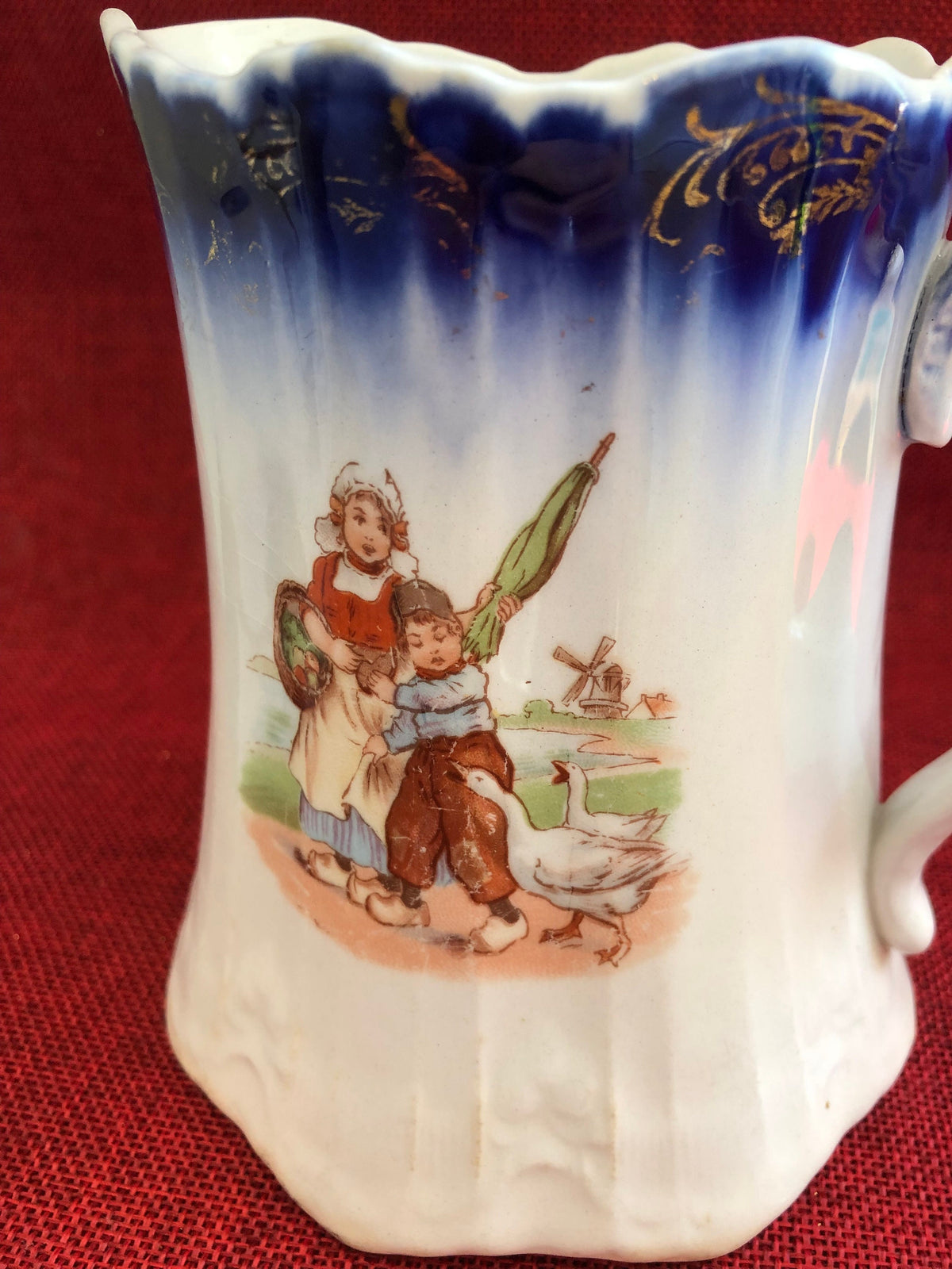 Child's Royal Winton China Pitcher and Bowl Set - Pictures Dutch Chilren by the Sea