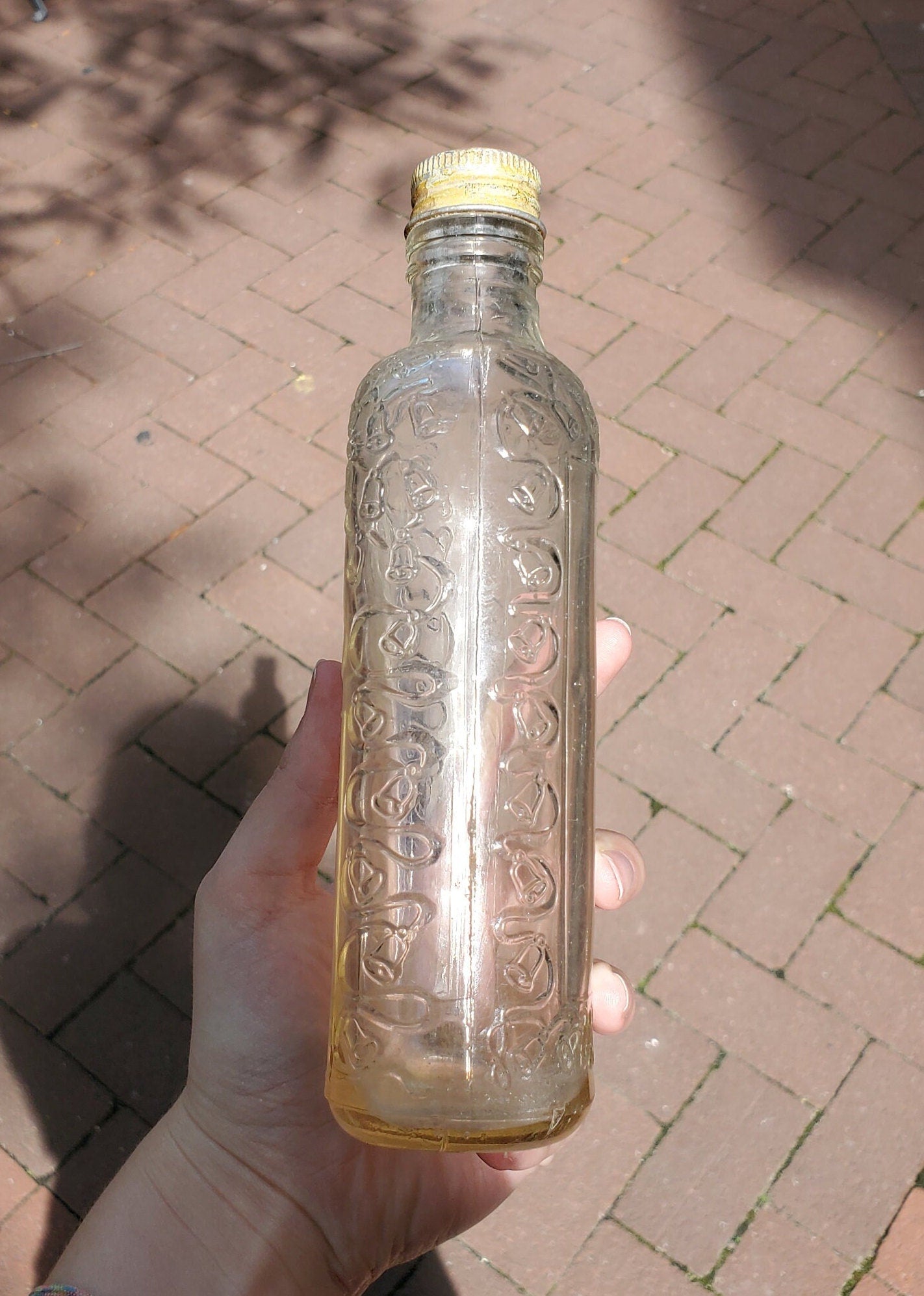 Carnival Glass Golding Wedding, 1940s Whiskey Bottle with Lid