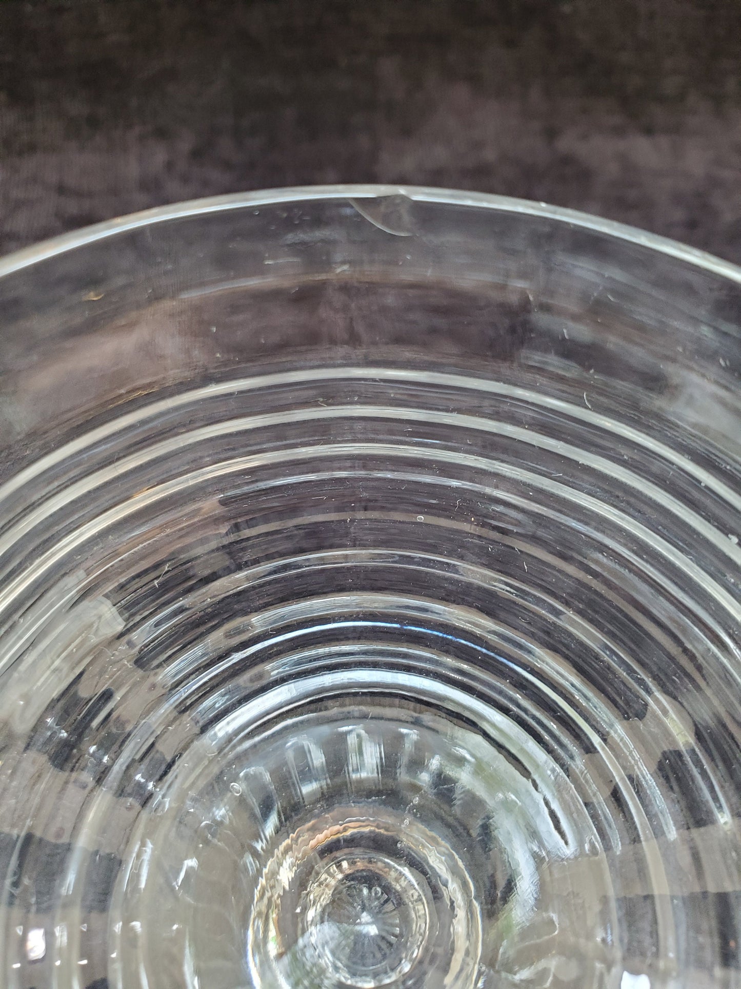 Clear Depression Glass Pedestal Dessert Cups - Concentric Circles Pattern Depression Glass - Set of 6 Ice Cream or Pudding Cups