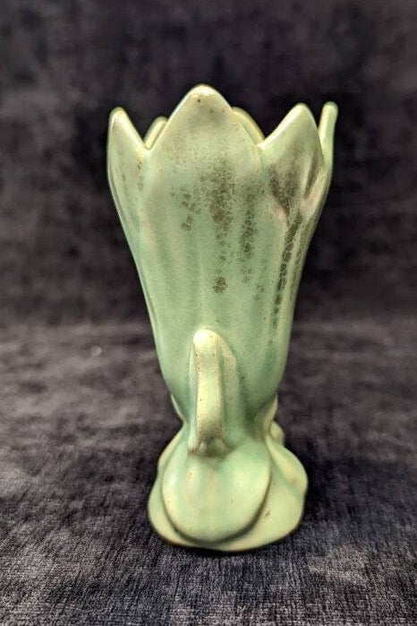 Small Pottery Teal/Mint Green Lotus Blossom Vase