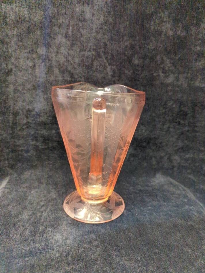 Jeannette Pink Poinsettia Depression Glass Pitcher