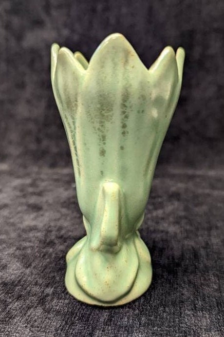 Small Pottery Teal/Mint Green Lotus Blossom Vase