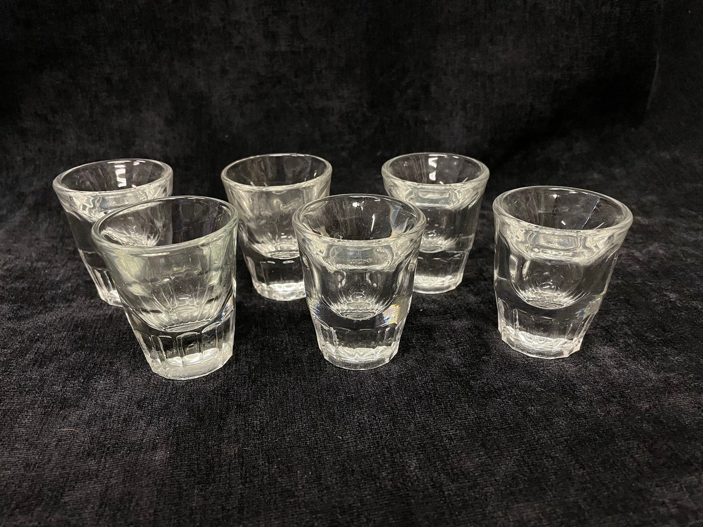 Set of 6 Shot Glasses, Weighted Bottom with Panels