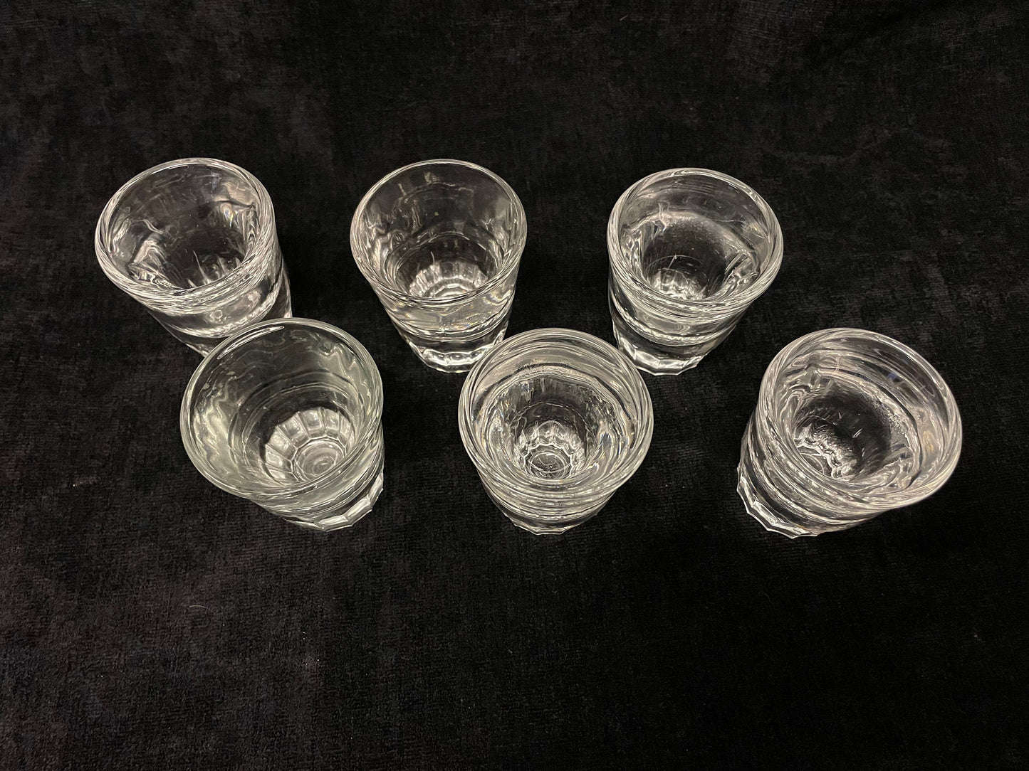 Set of 6 Shot Glasses, Weighted Bottom with Panels
