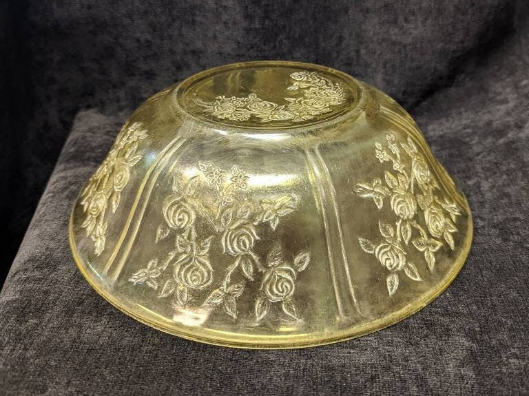 Amber Rose of Sharon Depression Glass By Federal Serving Bowl (10" diameter) with Rose Pattern