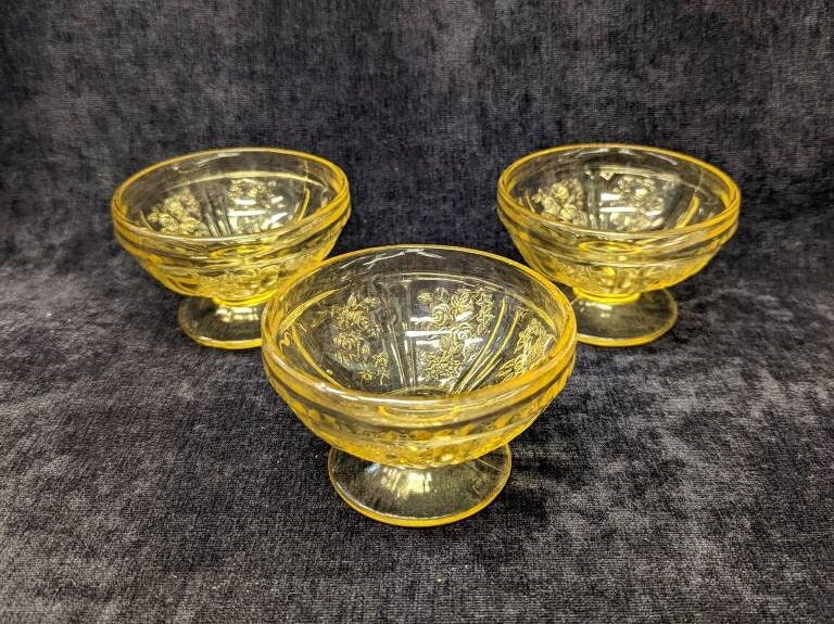 Federal Amber Depression Glass Dessert/Compote Cups - 3 Sold Individually, Vintage 1930s