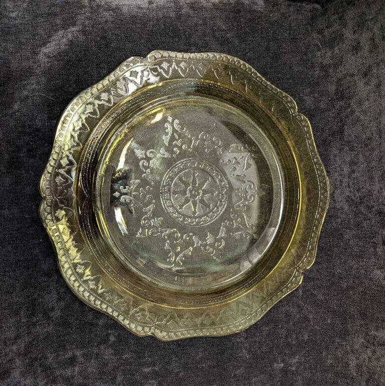 Federal Glass 11" Patrician Spoke Plate/Platter - Vintage 1930s- 9 Pieces Sold Individually - Amber Depression Glass