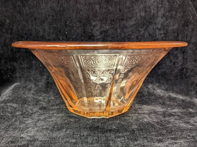 Large Pink Princess Depression Glass Bowl For Food or Flower Centerpiece 9.5" Diameter