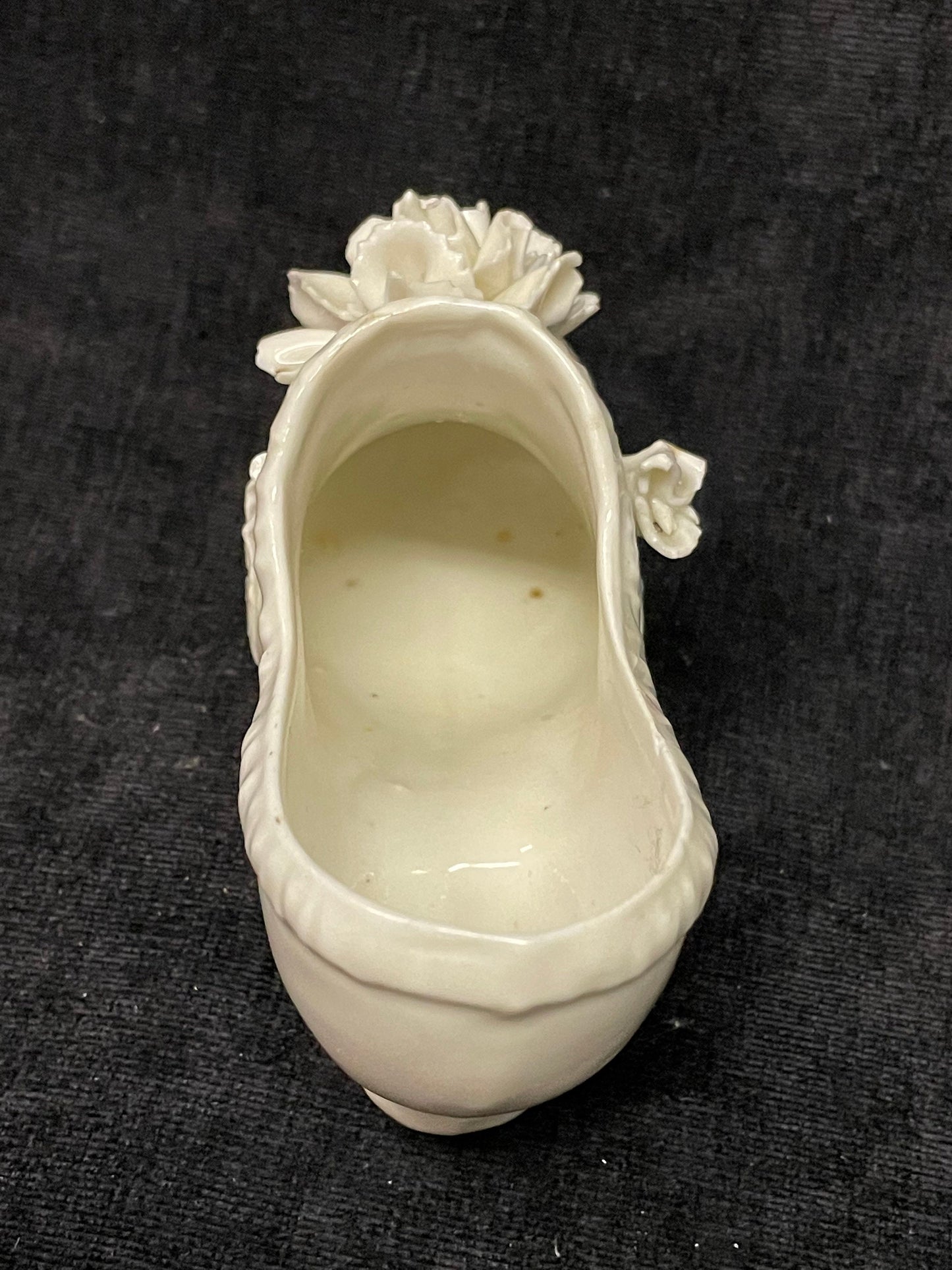 Italian Victorian White Porcelain Shoe - Porcelain Flowers on Toe