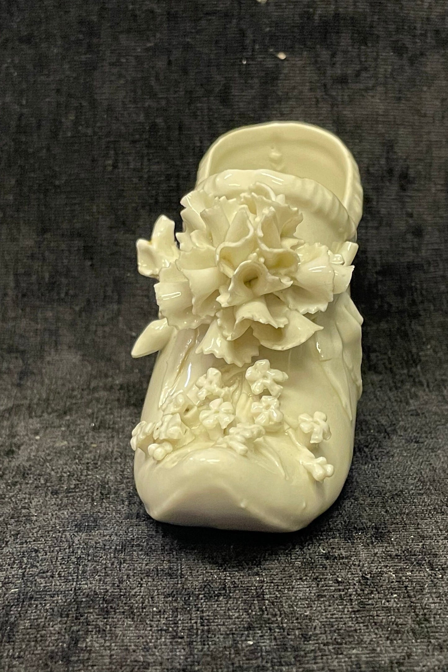 Italian Victorian White Porcelain Shoe - Porcelain Flowers on Toe