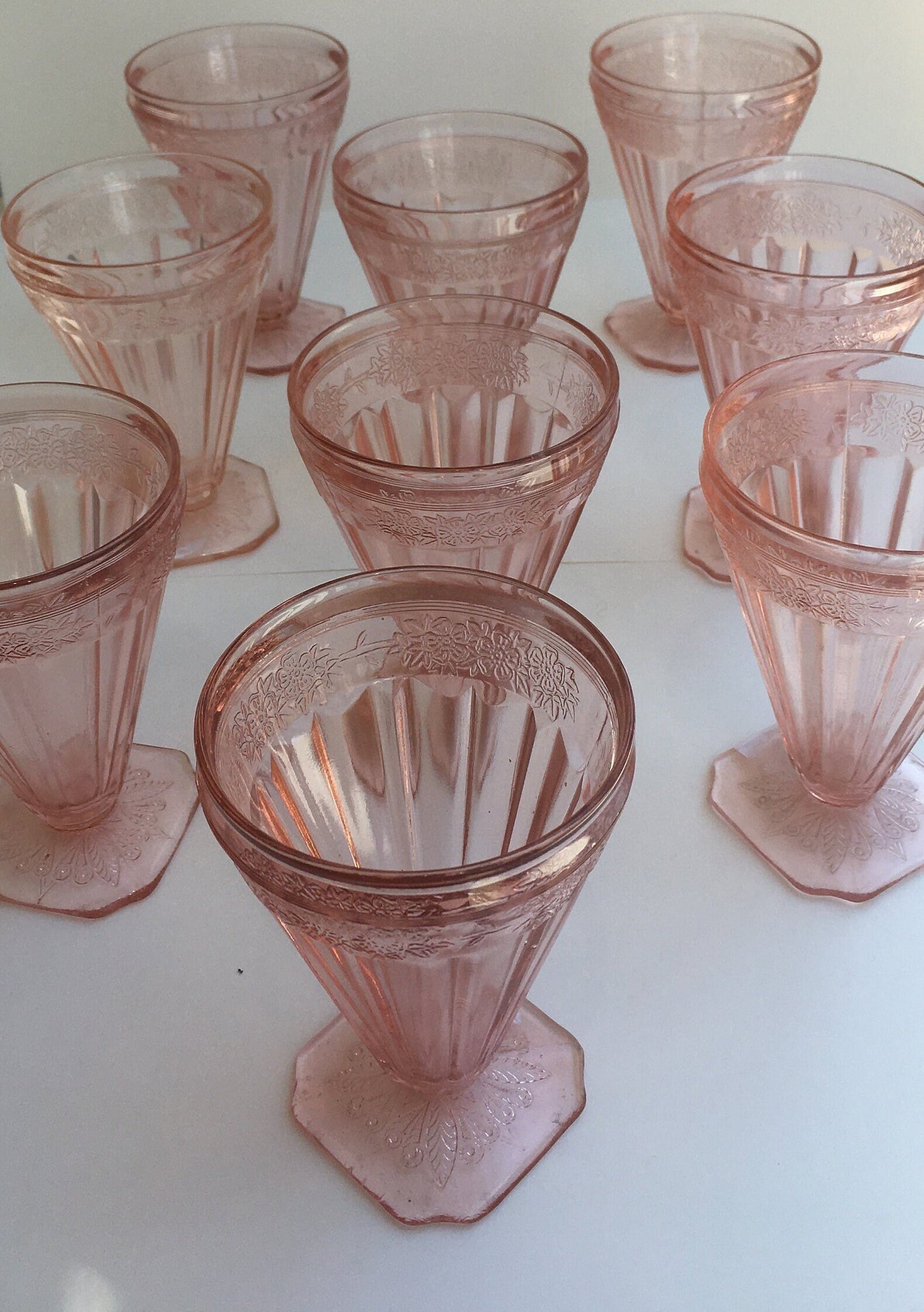 1930s Jeannette Adam Tumblers Pink Depression Glass - 8 Available, sold Individually