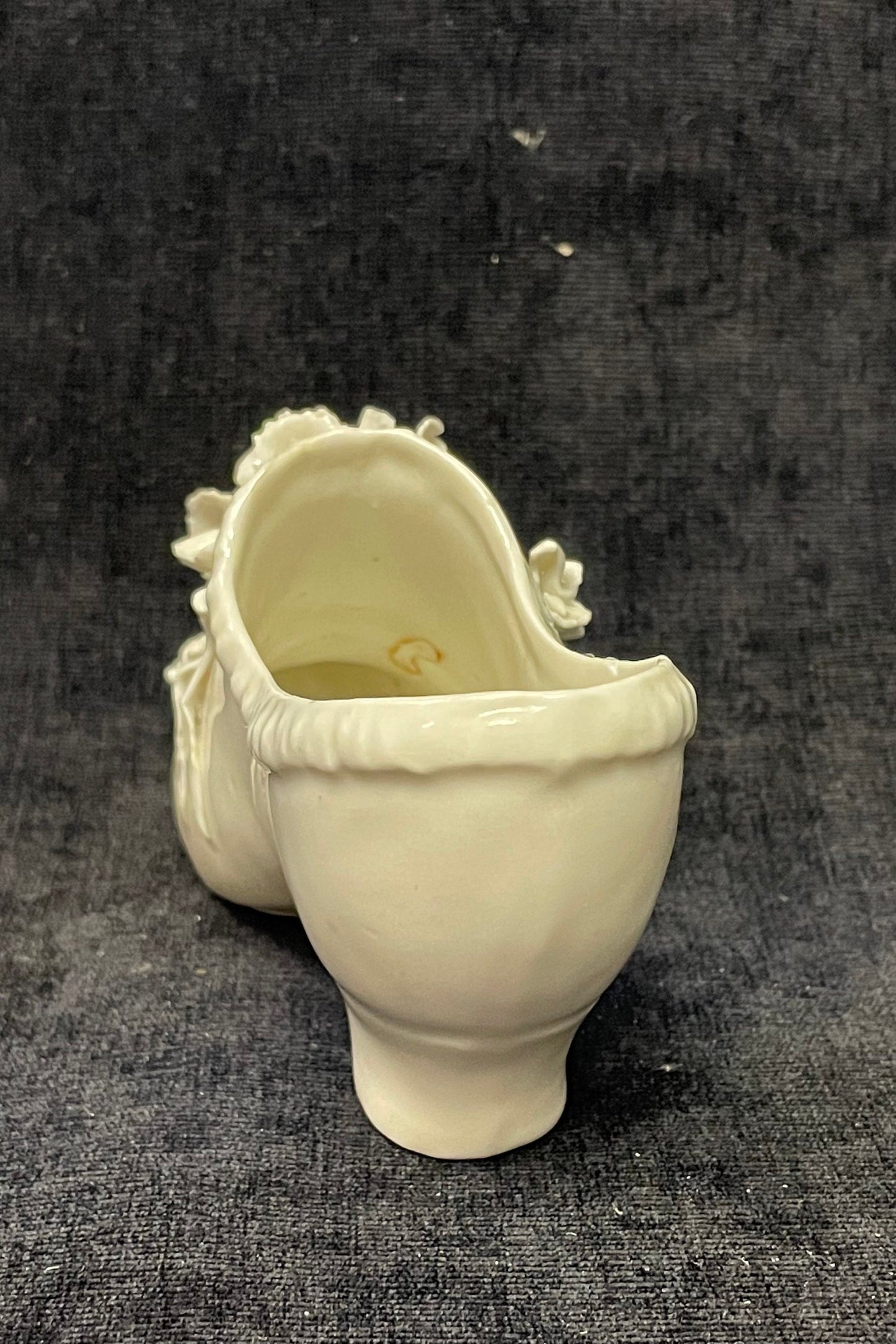 Italian Victorian White Porcelain Shoe - Porcelain Flowers on Toe