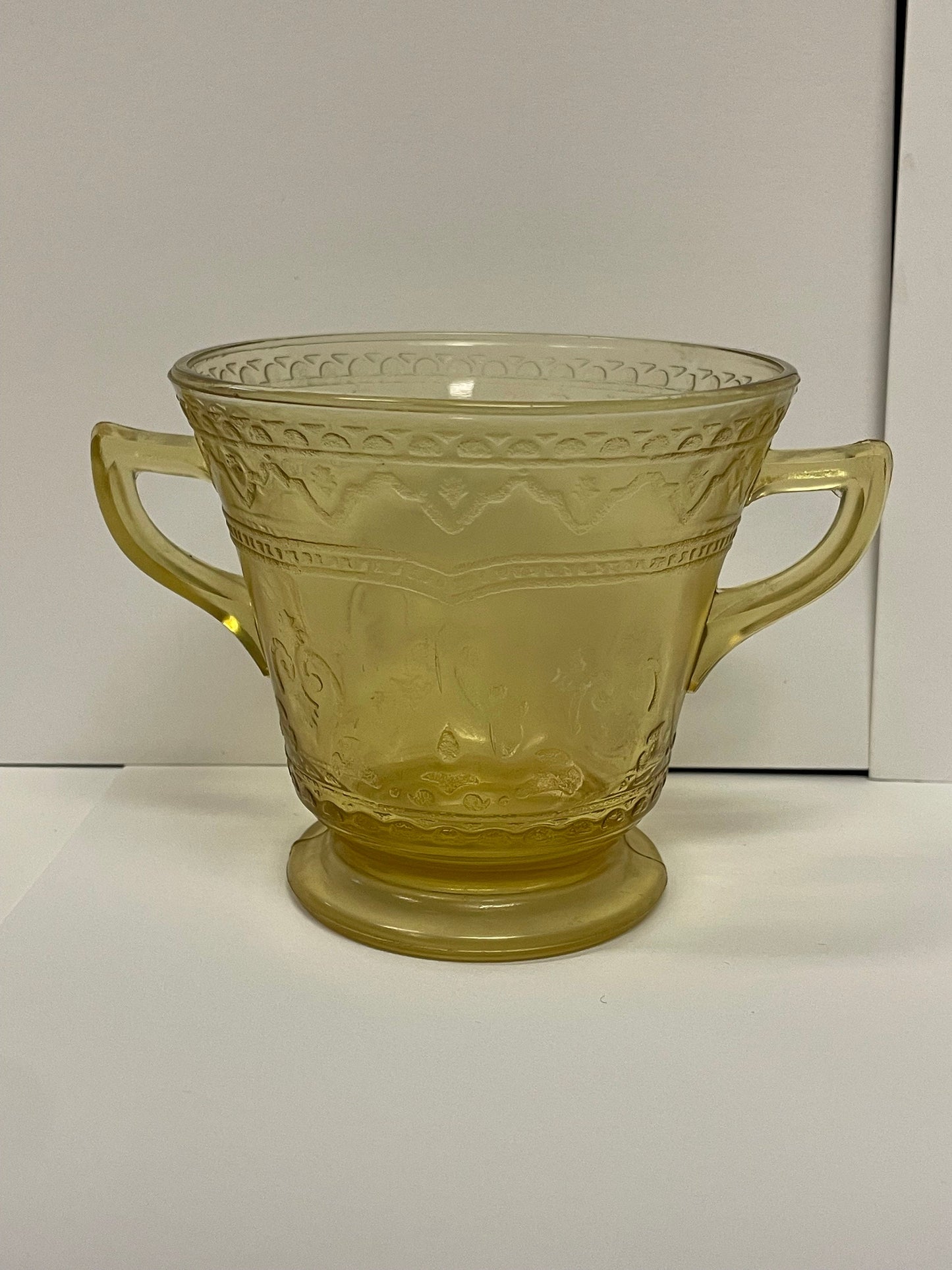 Madrid Amber Sugar Bowl with Handles - Federal Glass - Depression Glass
