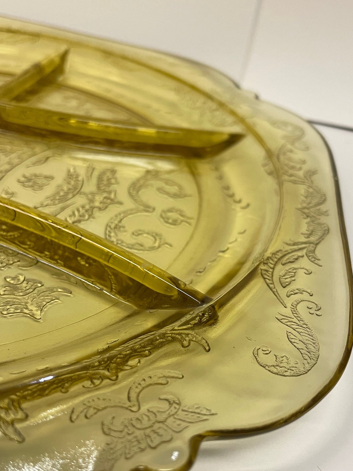 Four Part Relish Dish - Federal Glass - Madrid Amber - Depression Glass