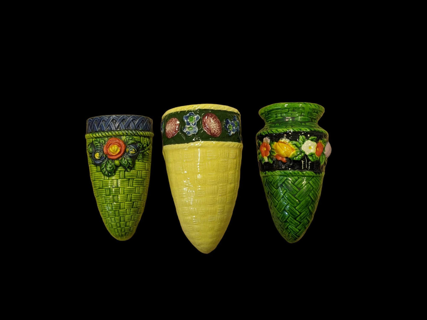 Wall Pockets Ceramic - Small Fruit Basket Style - Sold Individually