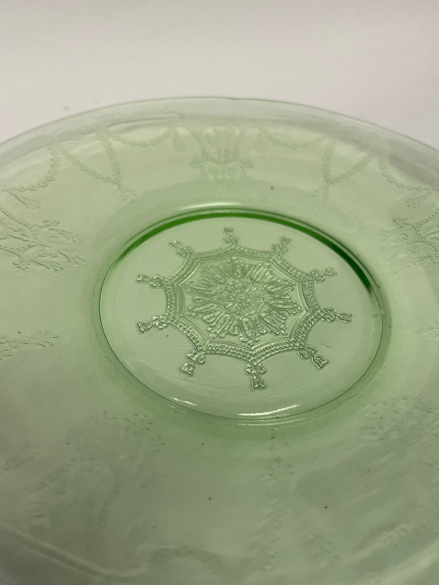 Bread and Butter Plate - Anchor Hocking Green Depression Glass - Cameo Ballerina Pattern Plate - Beautiful condition