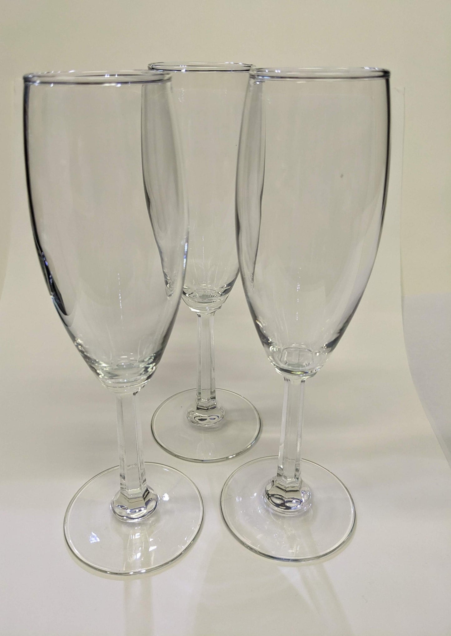 Fancy Champagne Flutes/glasses- (Faceted Stems with Six Sides) 3 SOLD INDIVIDUALLY - Wedding Flutes
