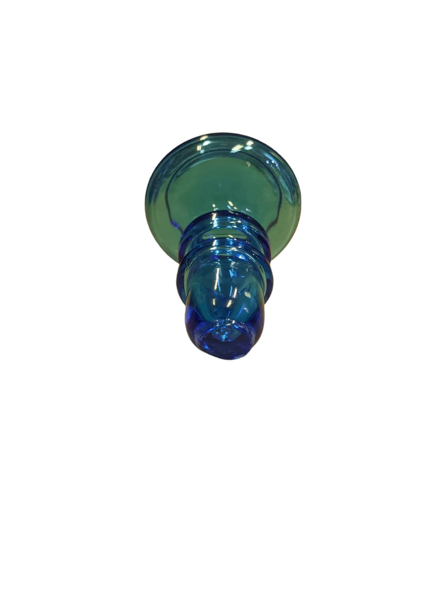 Hand-blown Blue Glass Decanter with Stopper - Beautiful Blue Decanter with matching bulb top Stopper - gorgeous MCM Blue Glass