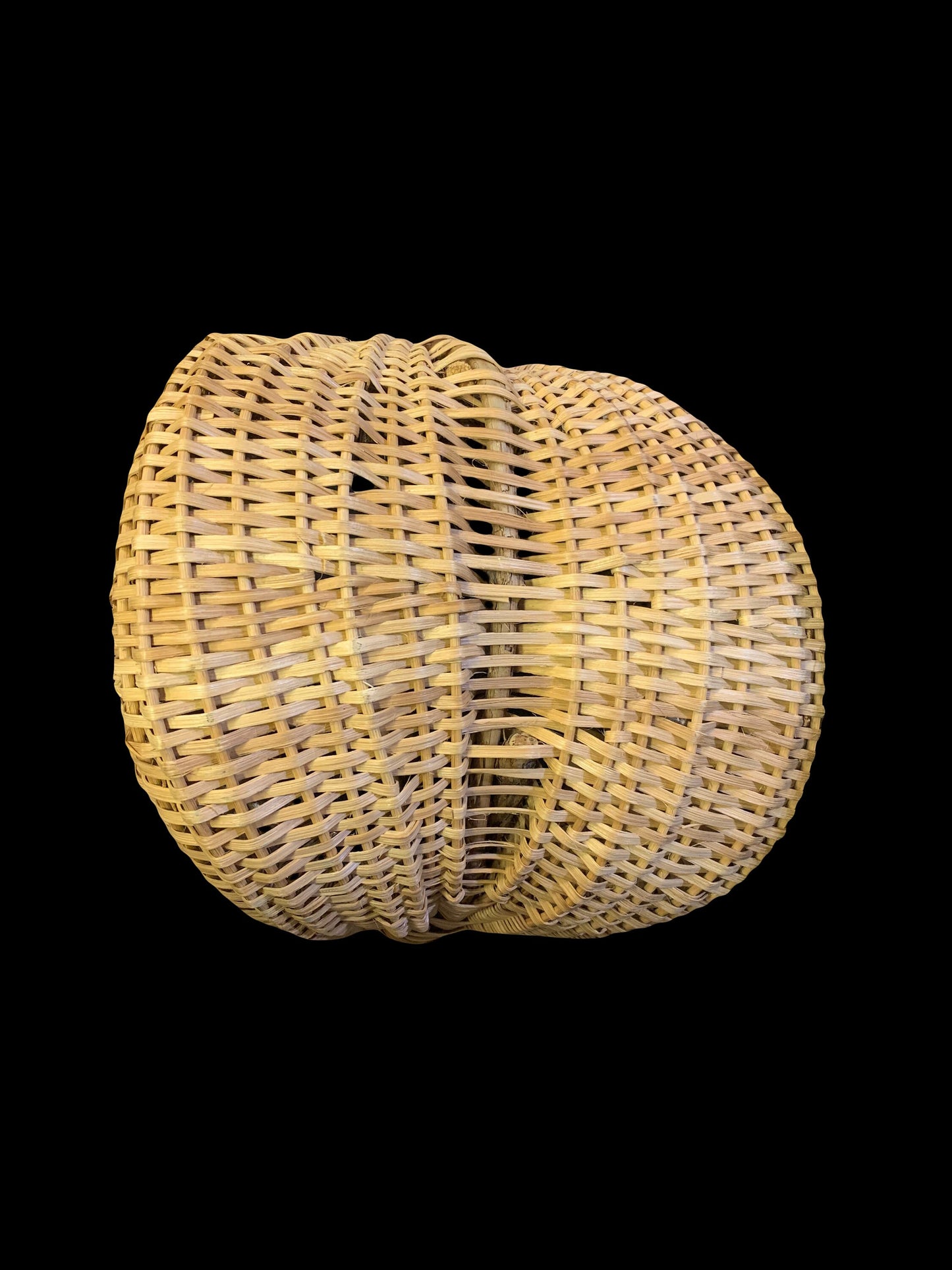 Handwoven Natural Grapevine and Reed Egg Collecting Basket