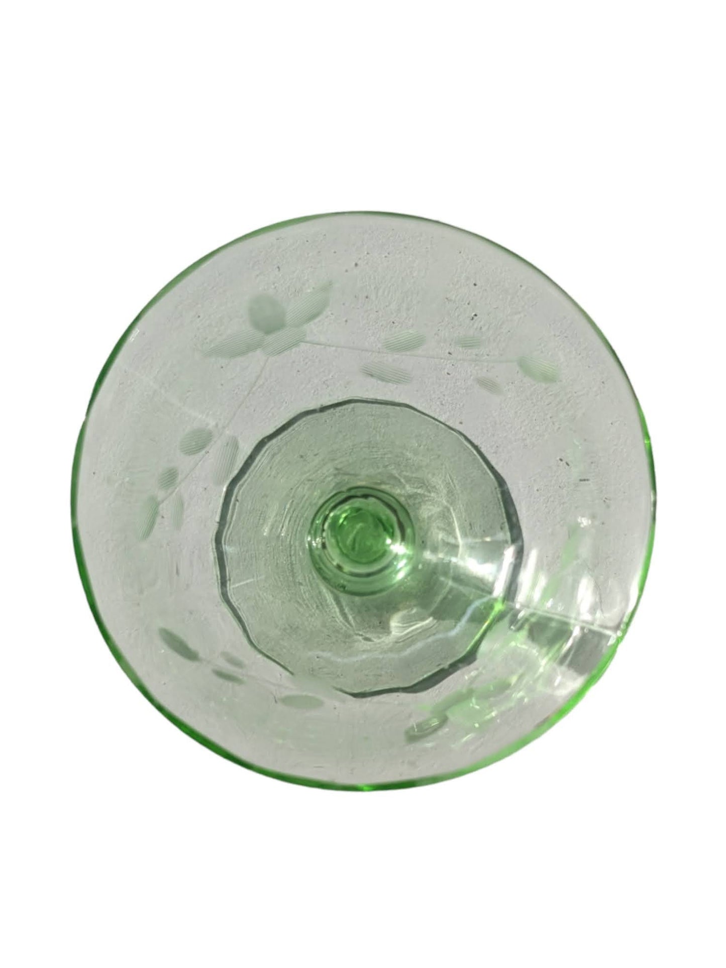 Uranium Glass Stemmed Compote or Dessert (single Glass, sold Individually) - Green Depression stemmed Glass