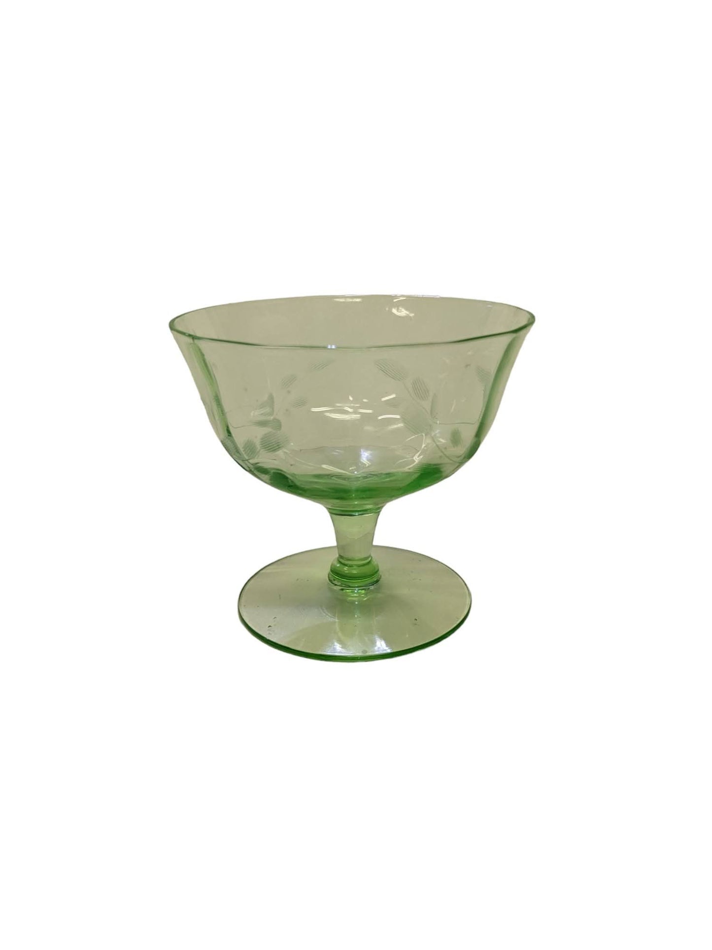 Uranium Glass Stemmed Compote or Dessert (single Glass, sold Individually) - Green Depression stemmed Glass
