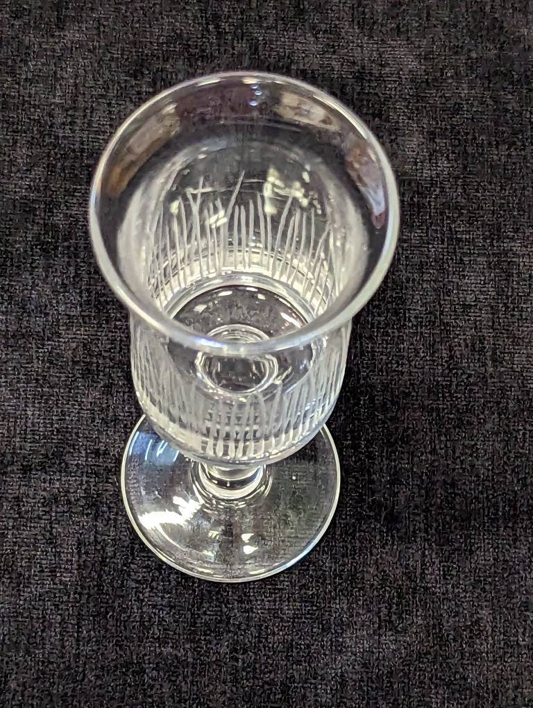 Liqueur Cocktail Engraved Flutes (set of 2) Swedish Style Thick Stems
