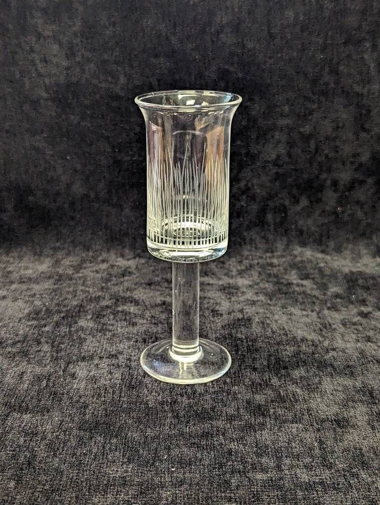 Liqueur Cocktail Engraved Flutes (set of 2) Swedish Style Thick Stems