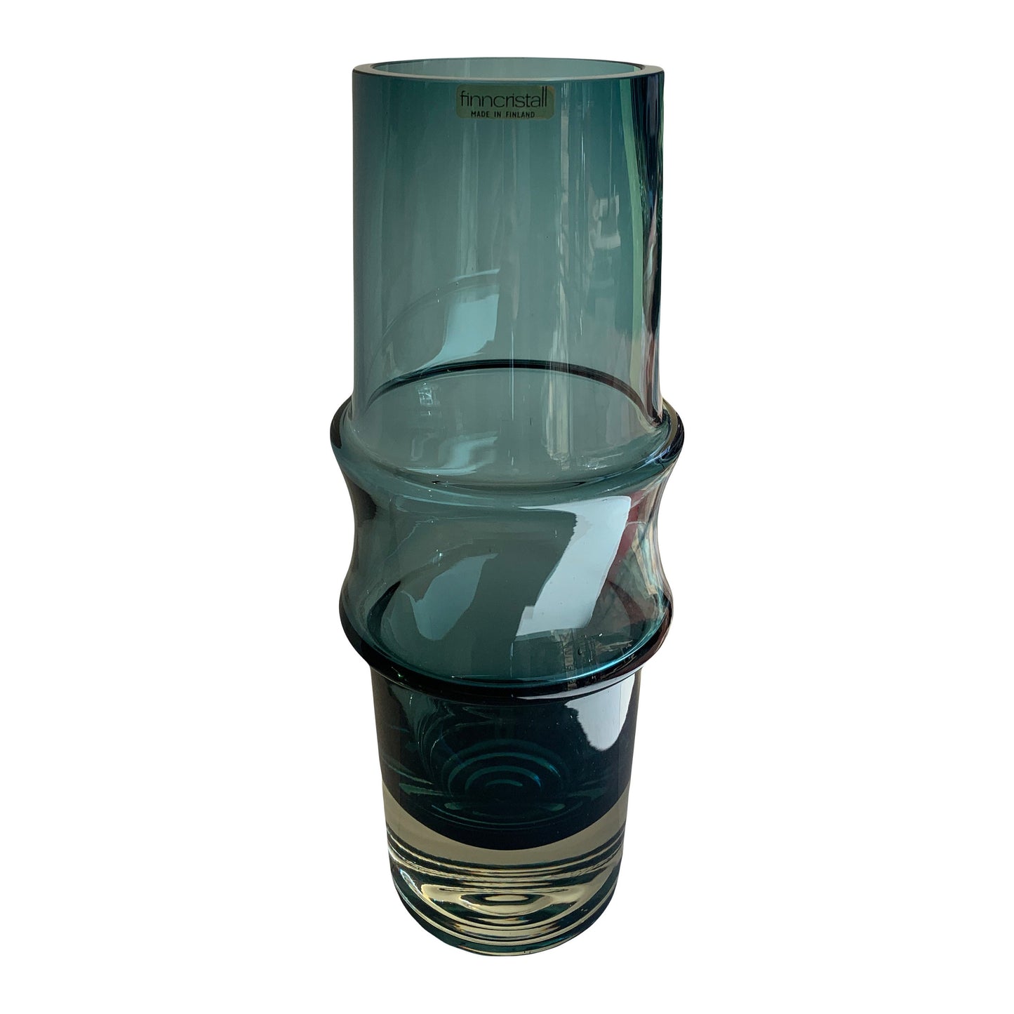 Blue Crystal Teal Blue Vase (Large) by Tamara Aladin of Riihimaki Lasi Oy in Finland - Finncristall Label
