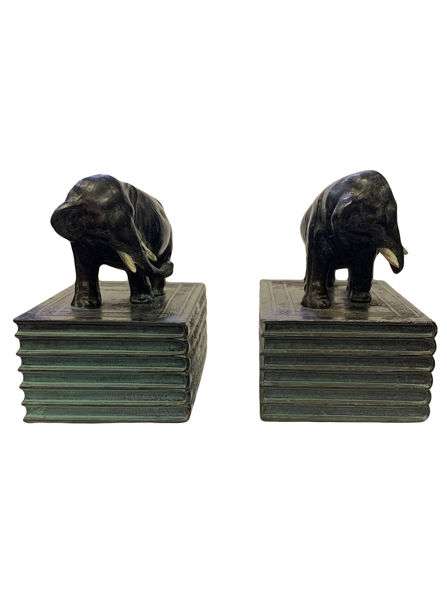 Bronze Elephant Small Book Bookends For Small Classic Books RARE FIND - Small Books 1900 - 1915 Ronson Company